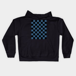 Pacific Blue and Black Chessboard Pattern Kids Hoodie